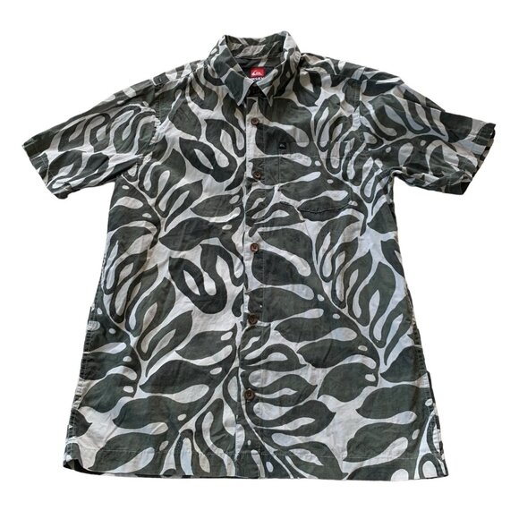 Quiksilver Boys Hawaiian Button Down Collared Top Youth Medium - Picture 1 of 4
